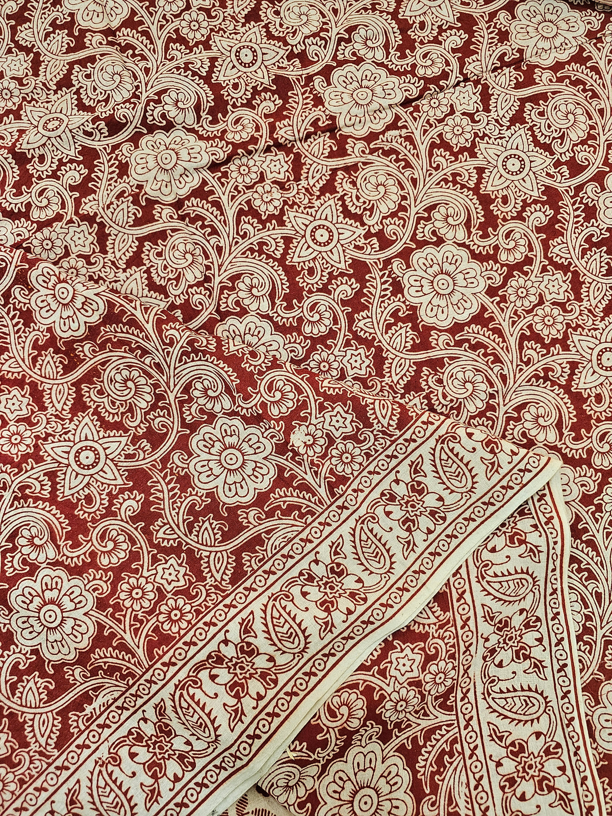 Cotton Kalamkari Printed Saree - Red