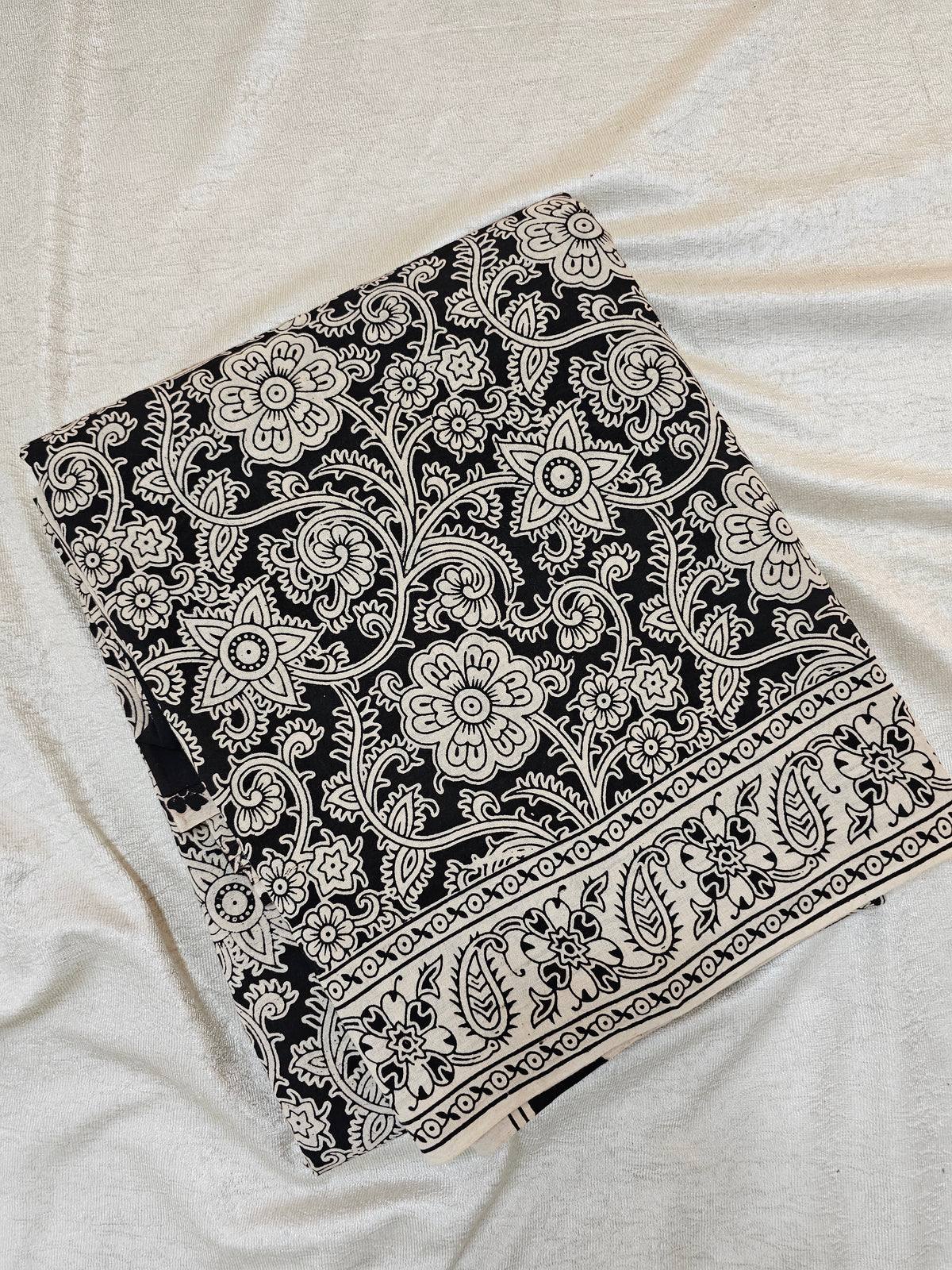 Cotton Kalamkari Printed Saree - Black
