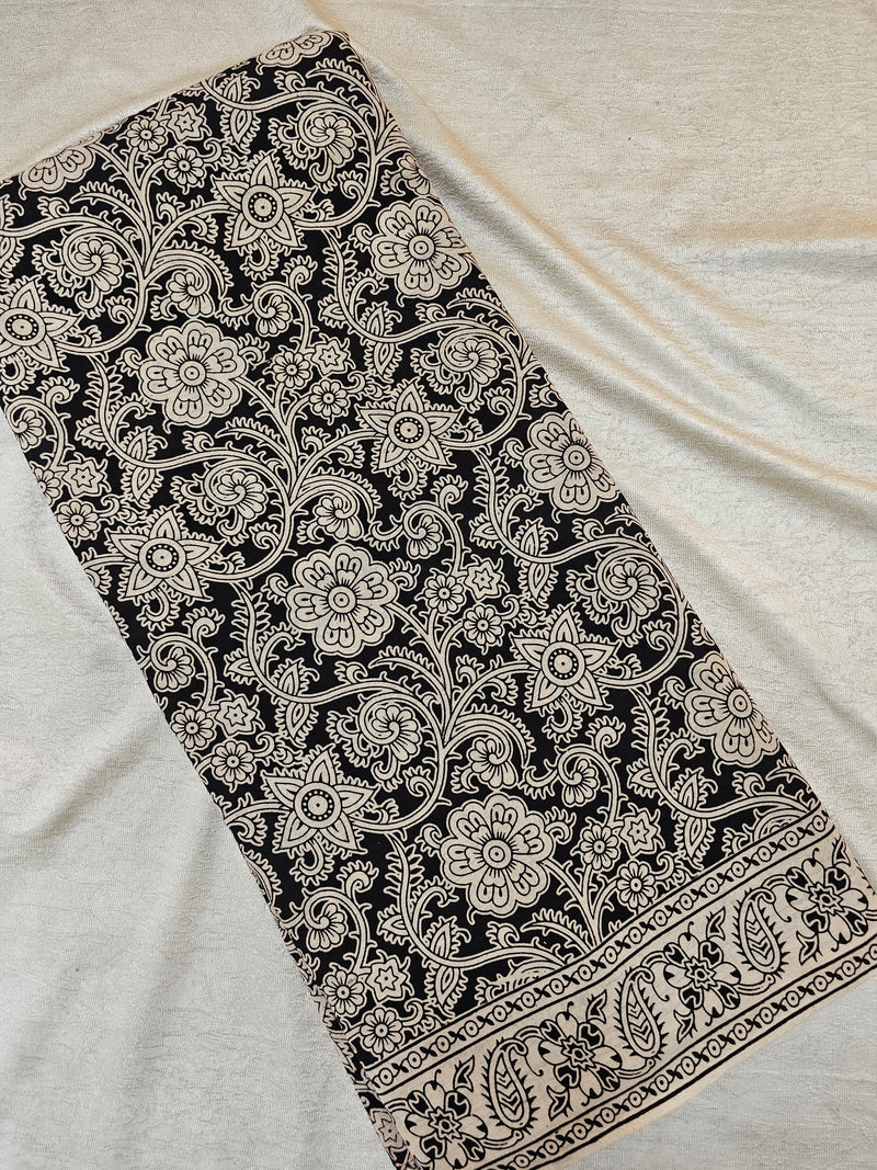 Cotton Kalamkari Printed Saree - Black