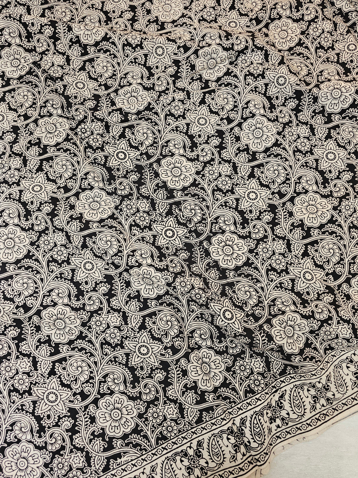 Cotton Kalamkari Printed Saree - Black