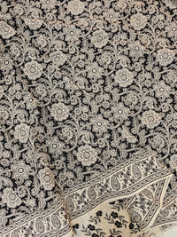 Cotton Kalamkari Printed Saree - Black