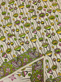 Cotton Pichwai Printed Saree - Green with Pink