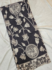 Cotton Kalamkari Printed Saree -  Black