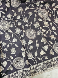 Cotton Kalamkari Printed Saree -  Black