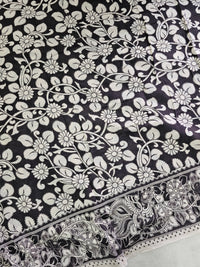 Cotton Kalamkari Saree - Black with Maroon