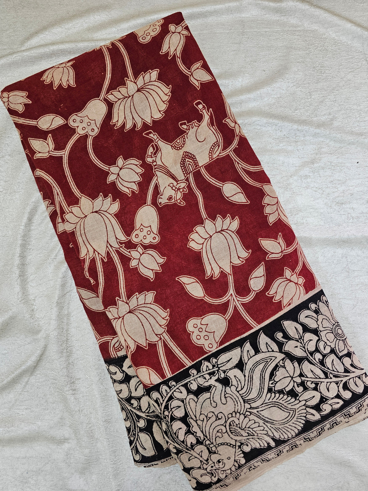 Cotton Kalamkari Saree - Maroon