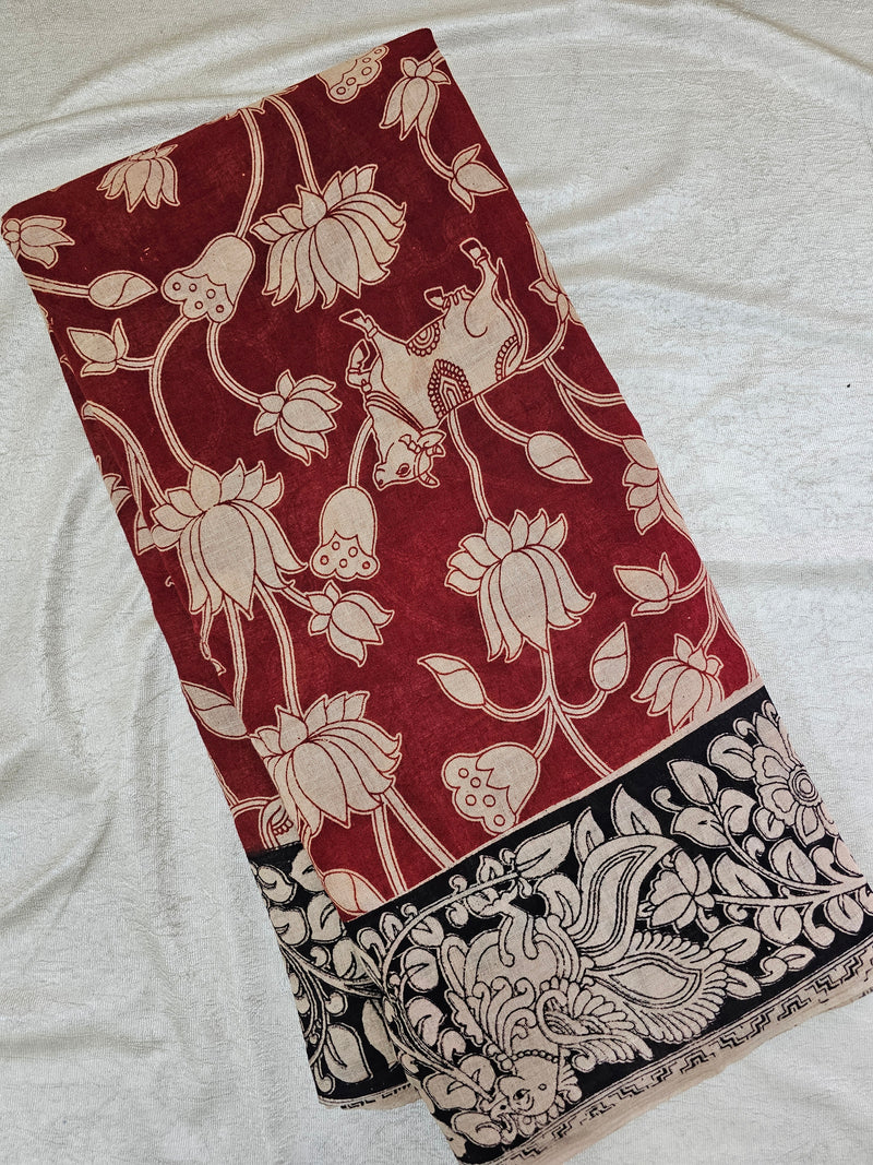 Cotton Kalamkari Saree - Maroon