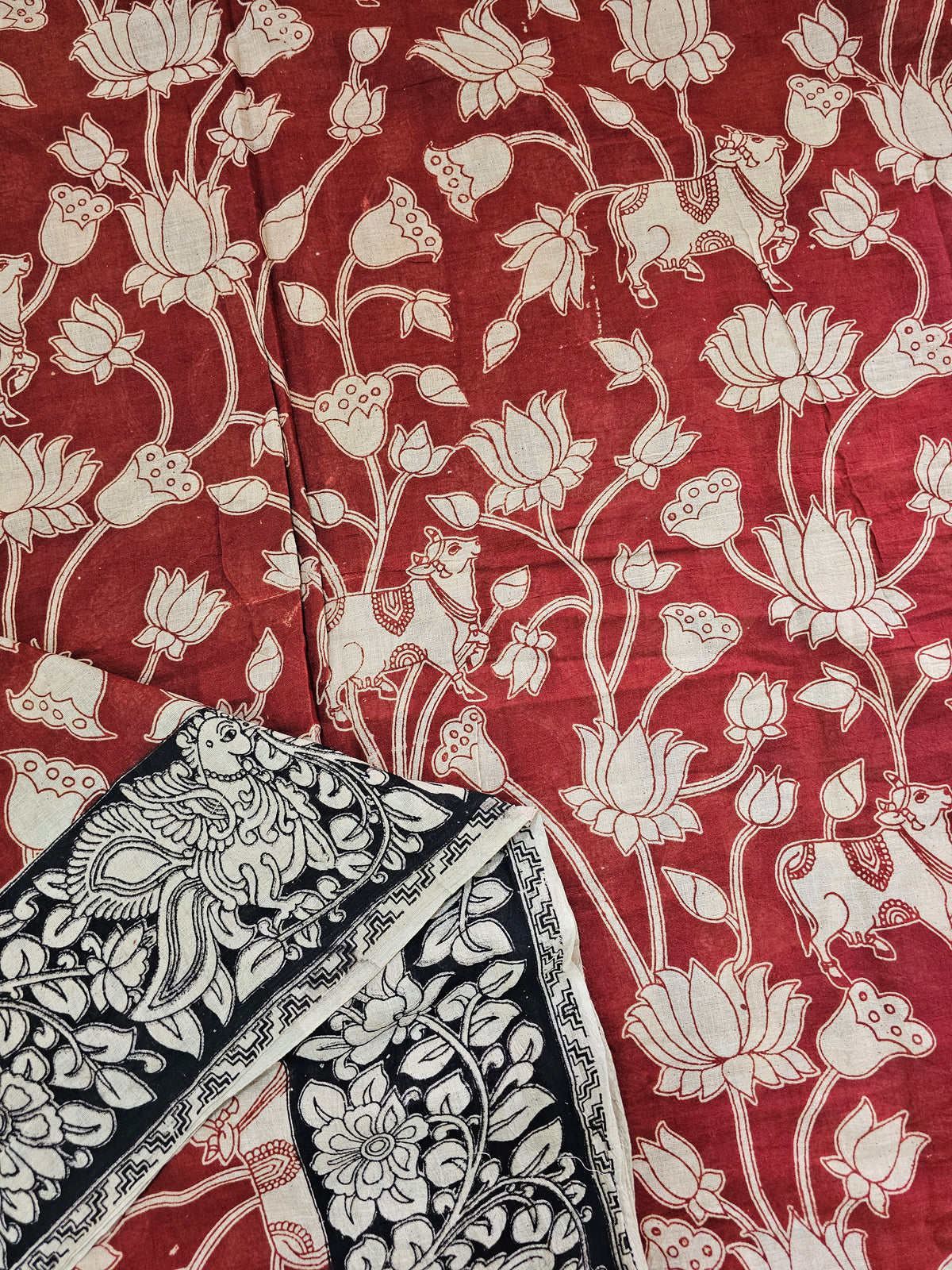 Cotton Kalamkari Saree - Maroon