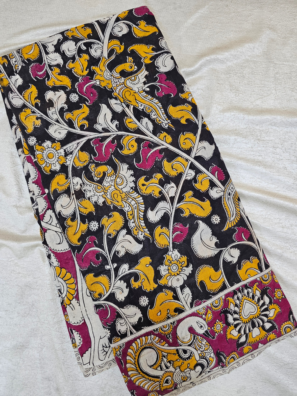 Cotton Kalamkari Saree - Black
