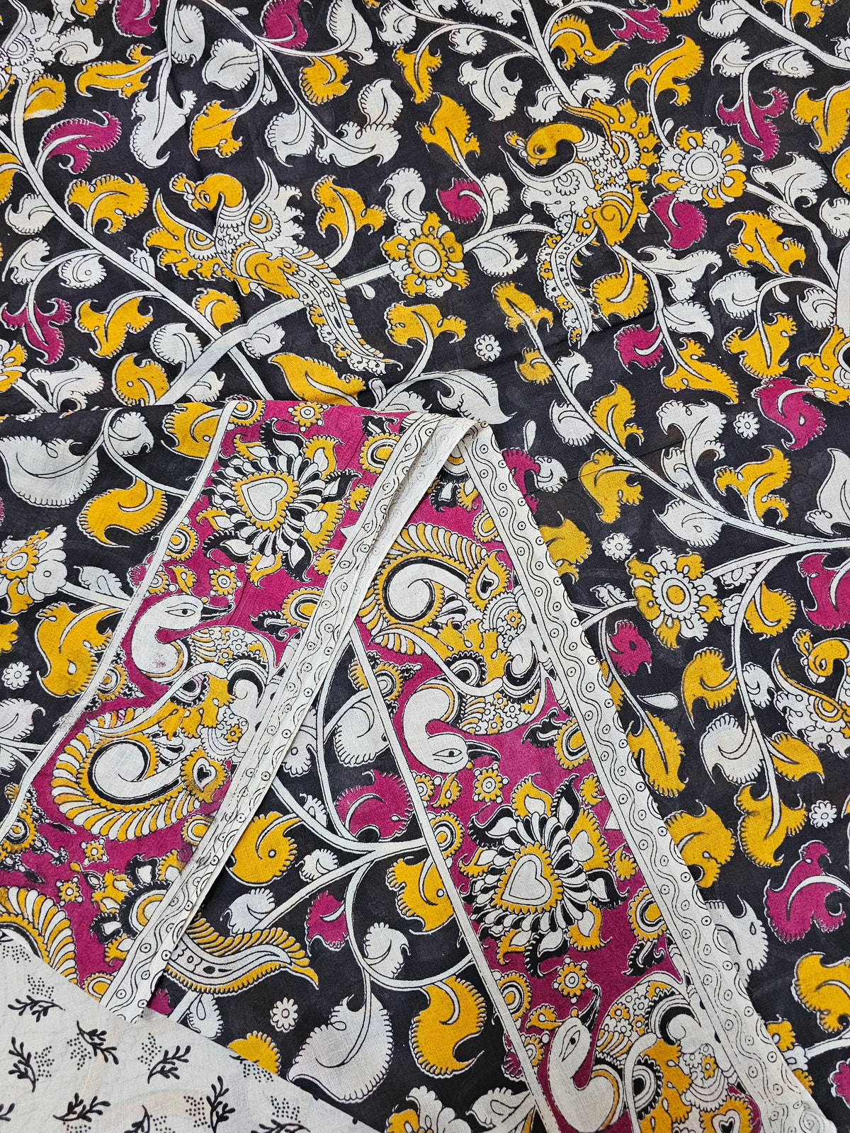 Cotton Kalamkari Saree - Black