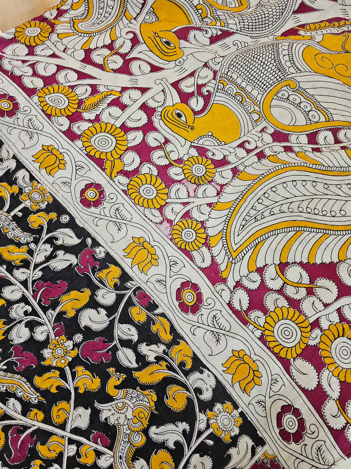 Cotton Kalamkari Saree - Black