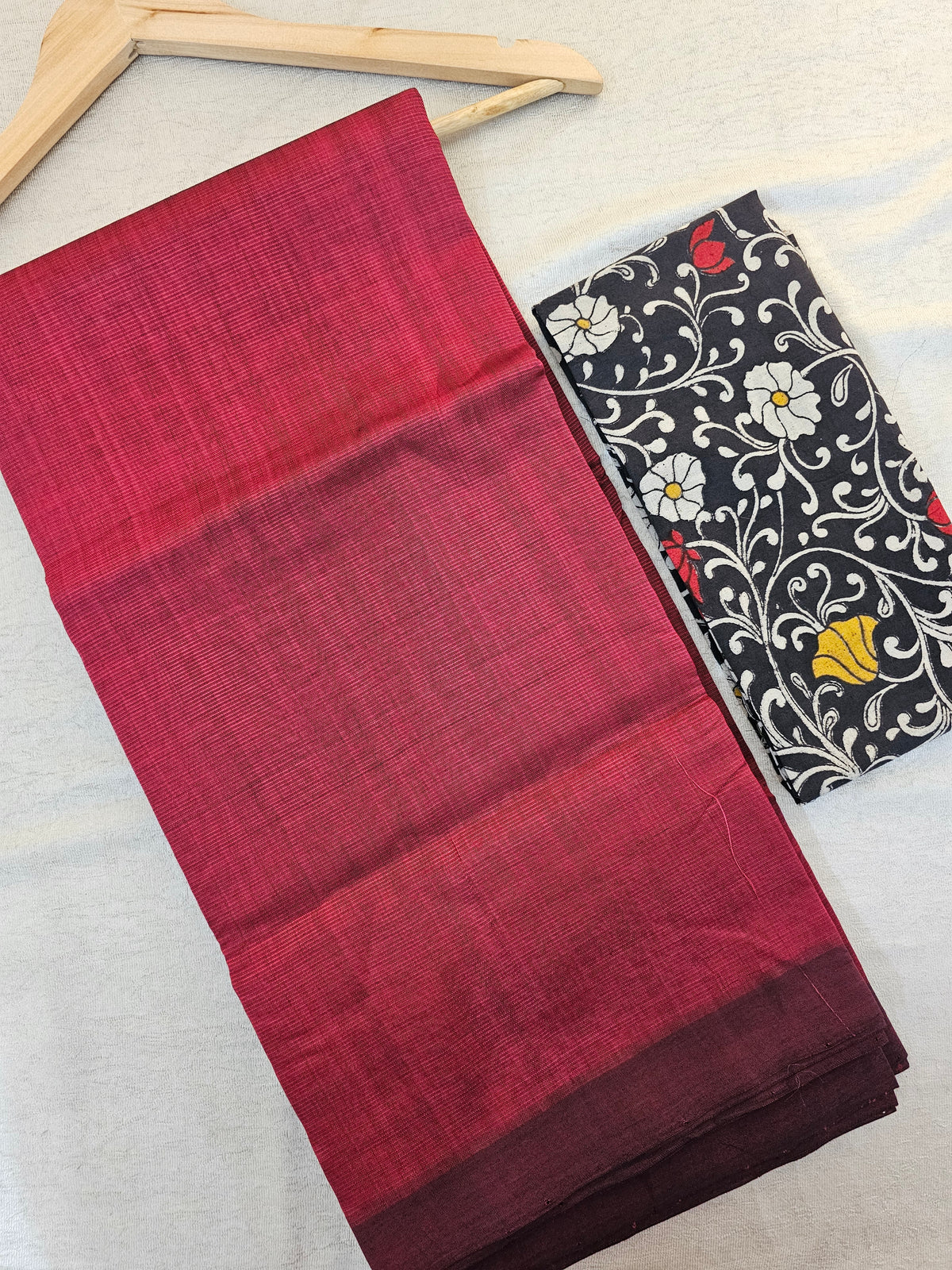 Handwoven Mangalagiri Plain Pattu Saree - Maroon