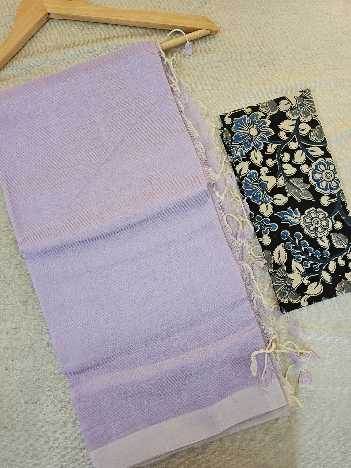 Handwoven Mangalagiri Plain Pattu Saree - Pastel Lavender
