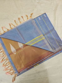 Chinnalampattu Saree - Dual Shade Cream cum Green with Blue