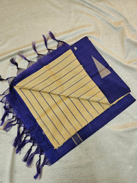 Chinnalampattu Saree - Cream with Blue