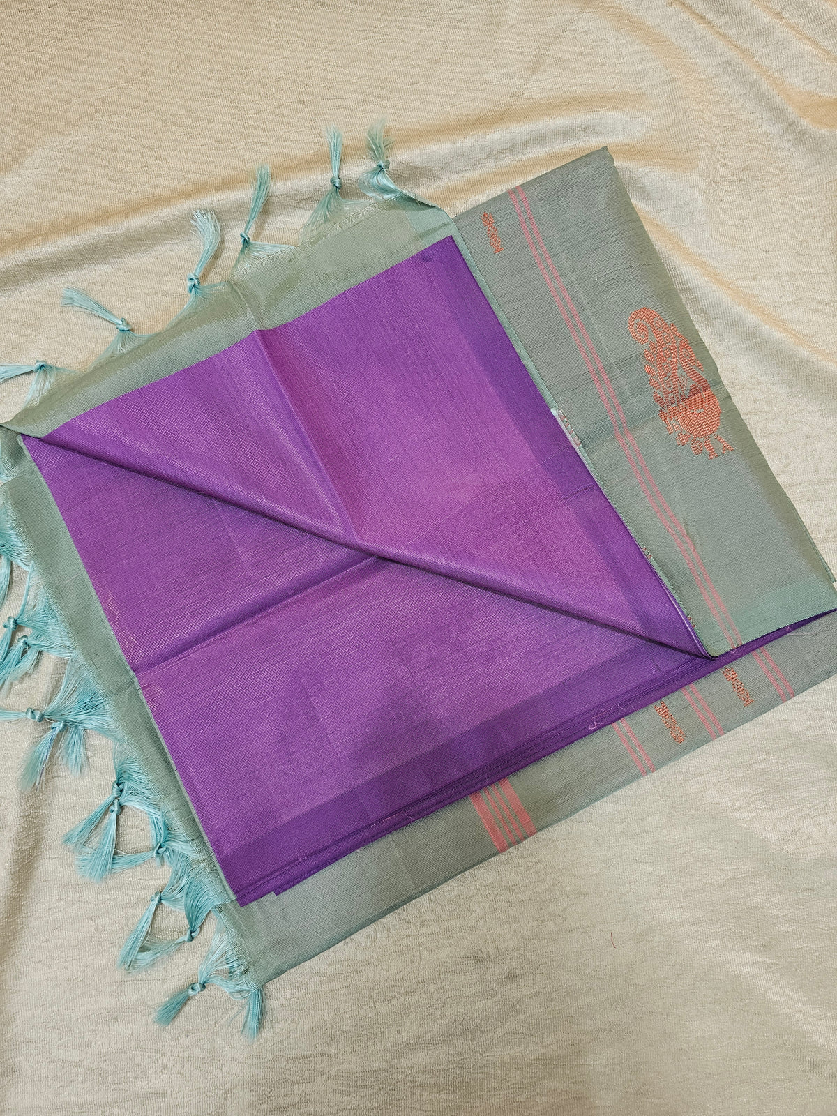 Chinnalampattu Saree- Lavender with Sea Green