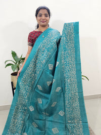 Bhagalpuri Batik Print - Sea Green with Blue