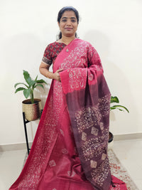 Bhagalpuri Batik Print - Pink with Maroon
