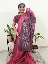 Bhagalpuri Batik Print - Pink with Maroon