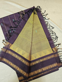 Chinnalampattu Border - Mehndi Green with Dark Brown