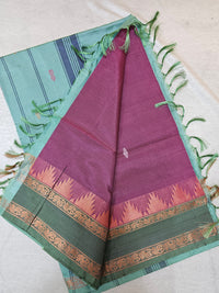 Chinnalampattu Border - Dark Magenta Pink with Green