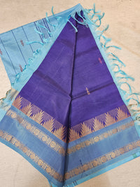 Chinnalampattu Border - Dark Violet with Blue