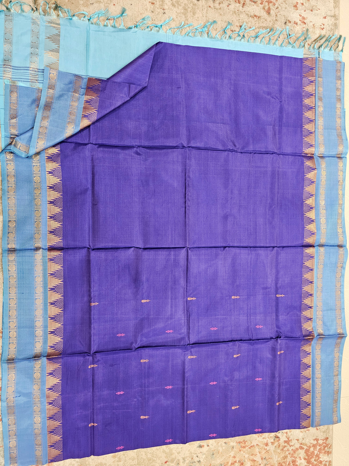 Chinnalampattu Border - Dark Violet with Blue