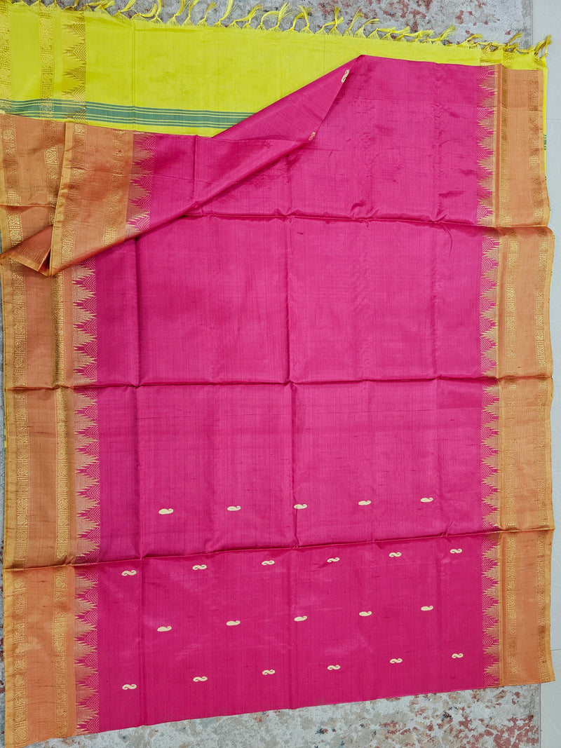 Chinnalampattu Border - Pink with Yellow