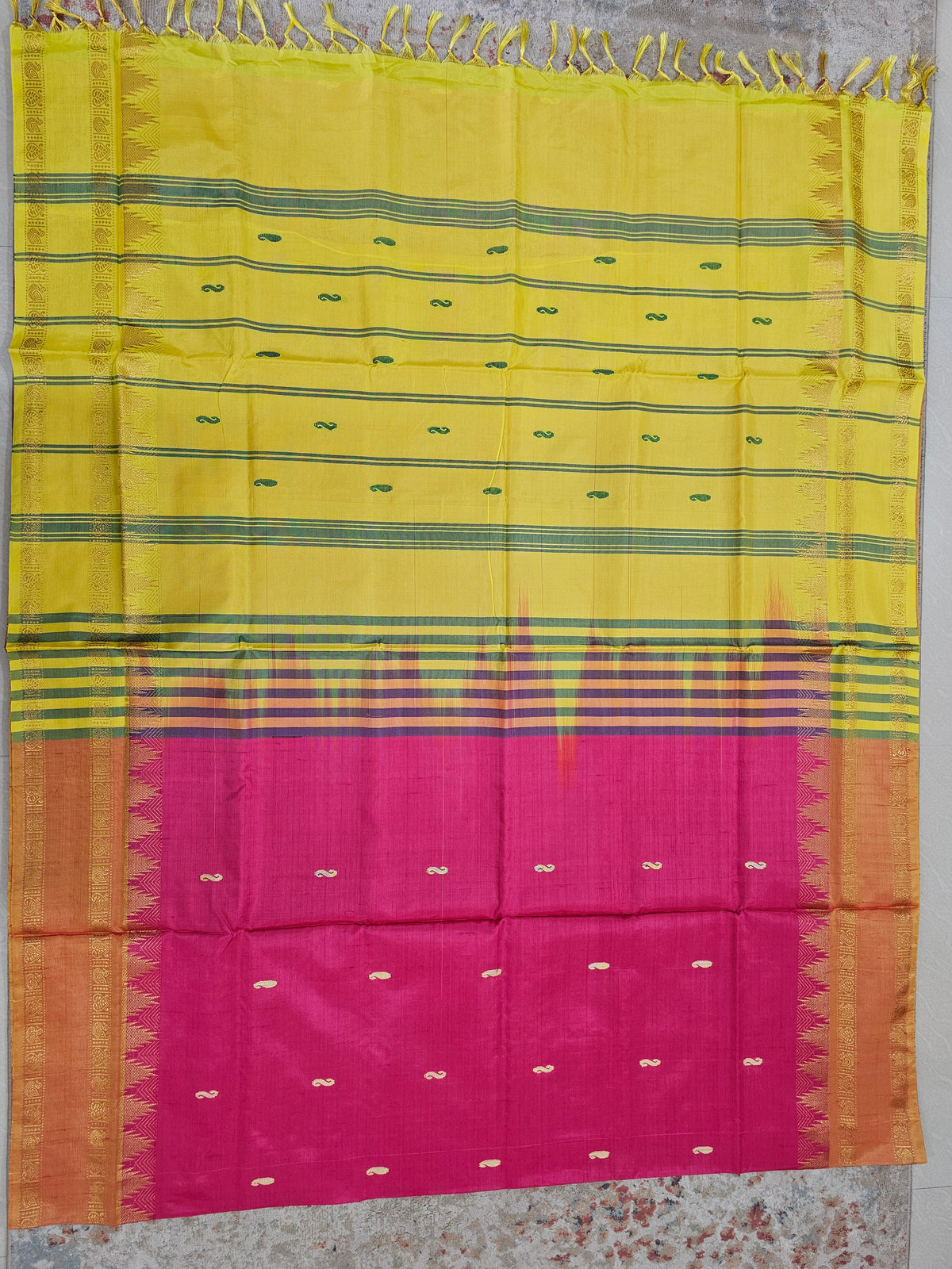 Chinnalampattu Border - Pink with Yellow