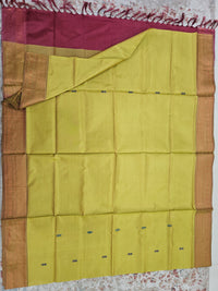 Chinnalampattu Border - Mustard Yellow with Red