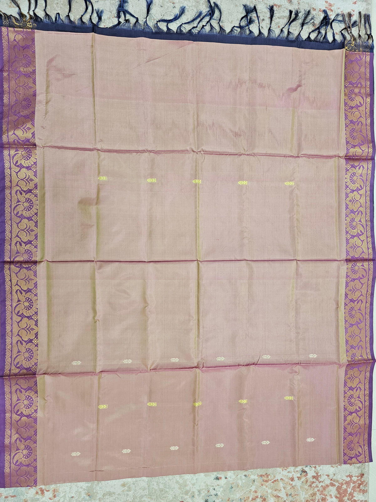 Chinnalampattu Border - Onion Pink with Dark Purple