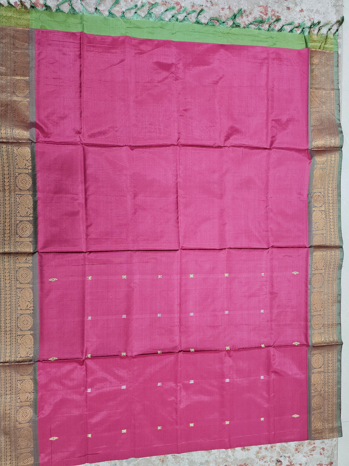 Chinnalampattu Border -Dark Pink with Green