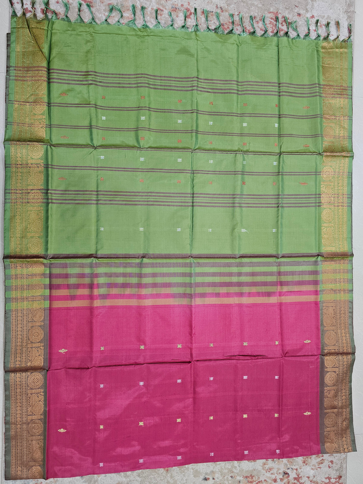 Chinnalampattu Border -Dark Pink with Green