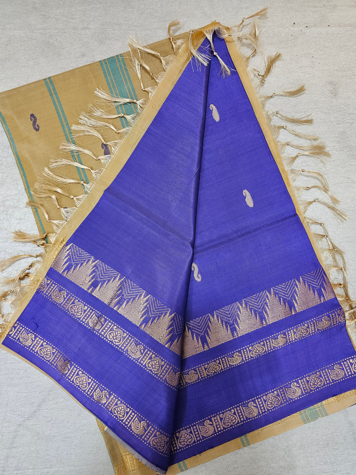 Chinnalampattu Border - Blue with Beige
