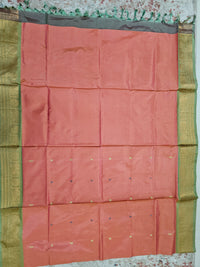 Chinnalampattu Border - Dark Peach with Green