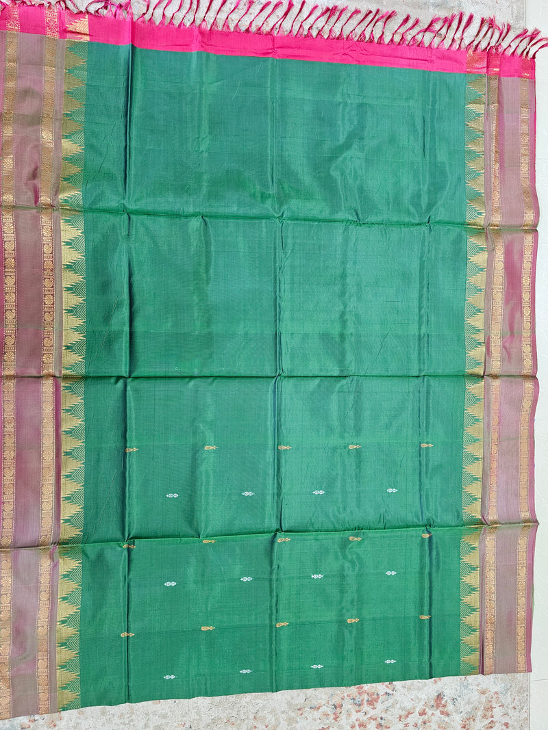Chinnalampattu Border - Green with Pink