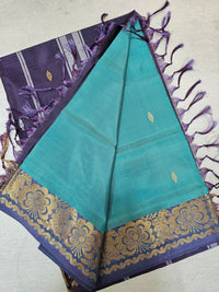 Chinnalampattu Border - Sea Green with Dark Purple