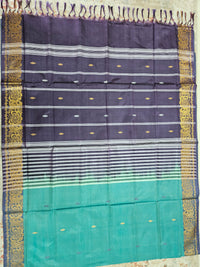 Chinnalampattu Border - Sea Green with Dark Purple