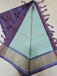 Chinnalampattu Border - Pastel Blue with Dark Purple