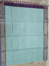 Chinnalampattu Border - Pastel Blue with Dark Purple