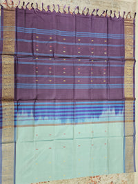 Chinnalampattu Border - Pastel Blue with Dark Purple