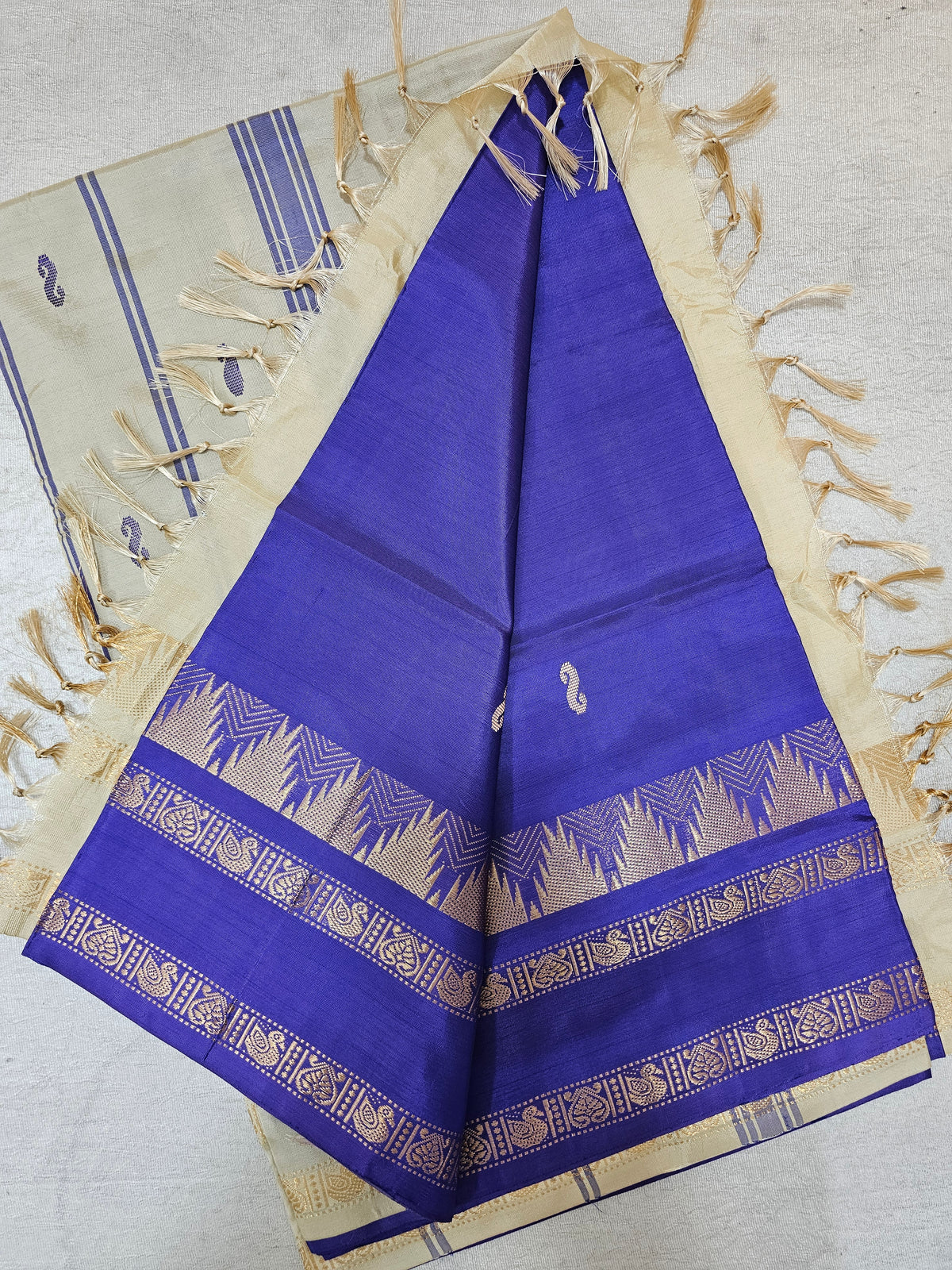 Chinnalampattu Border - Violet with Cream