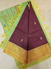 Chinnalampattu Border - Dark Maroon with Green
