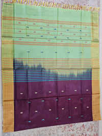 Chinnalampattu Border - Dark Maroon with Green