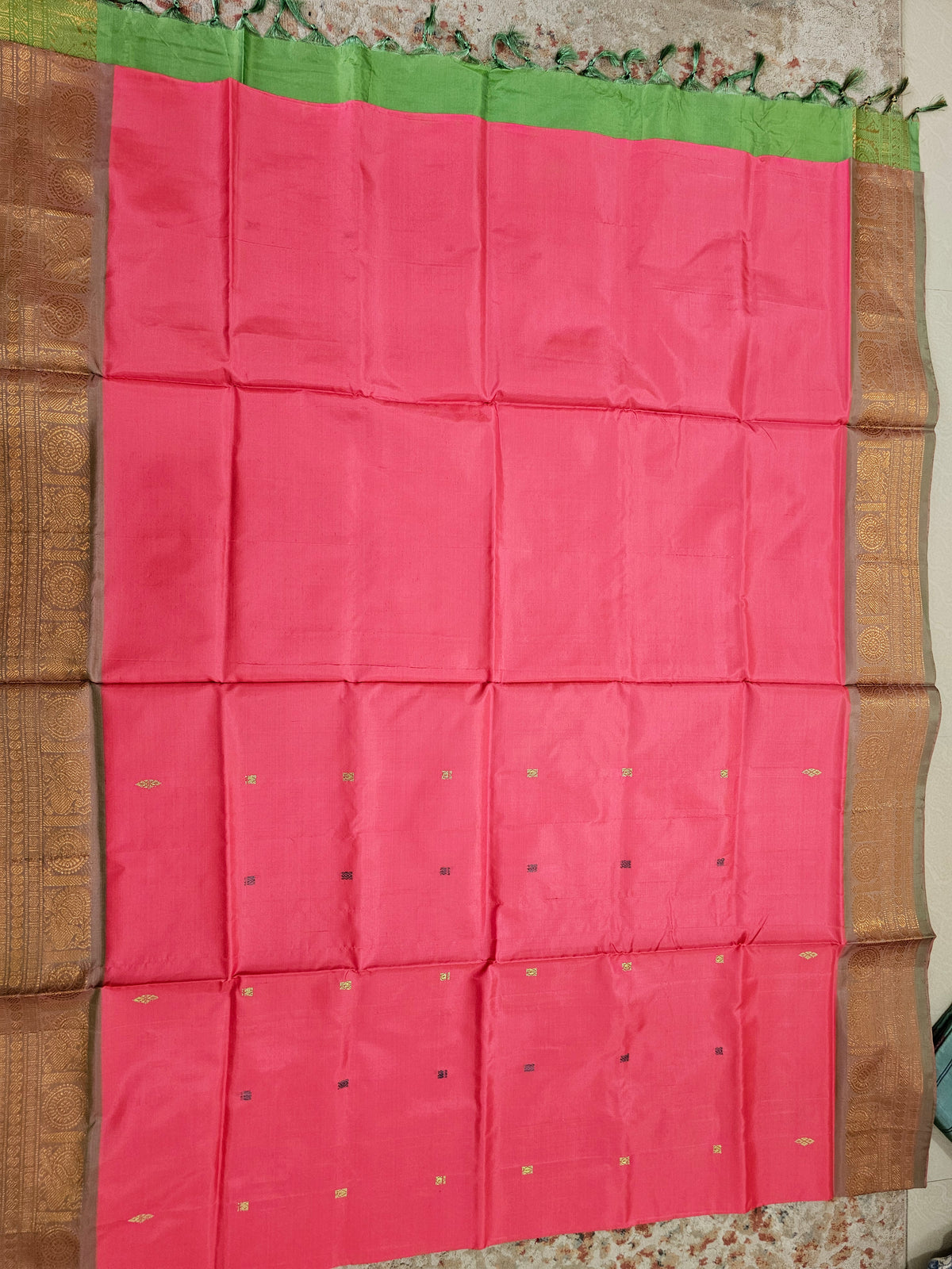 Chinnalampattu Border - Pink with Green