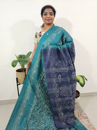 Bhagalpuri Batik Print - Sea Green with Blue