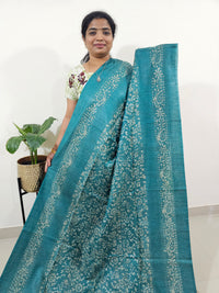 Bhagalpuri Batik Print - Sea Green with Blue