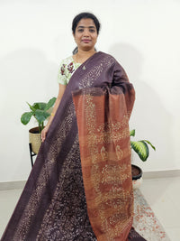 Bhagalpuri Batik Print -Dark Brown with Honey Brown