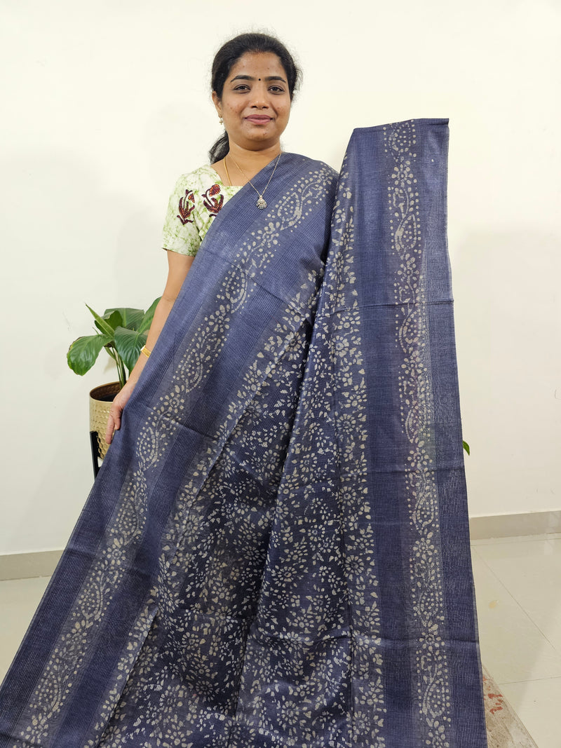 Bhagalpuri Batik Print - Blue with Pink