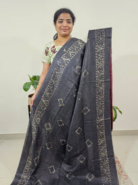 Bhagalpuri Batik Print - Grey with Maroon